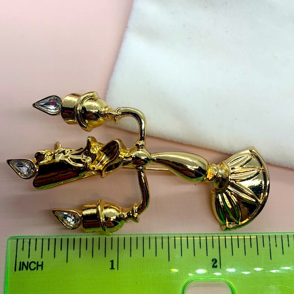 Candlelight Gold Plated Brooch - Picture 3 of 3